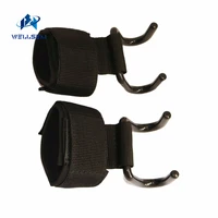 wellsem adjustable strong steel hook grips straps weight lifting strength training gym fitness black wrist support lift straps