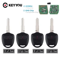 keyyou 2 buttons remote control car key 433mhz with id46 chip for mitsubishi triton pajero outlander asx lancer mit8 lama