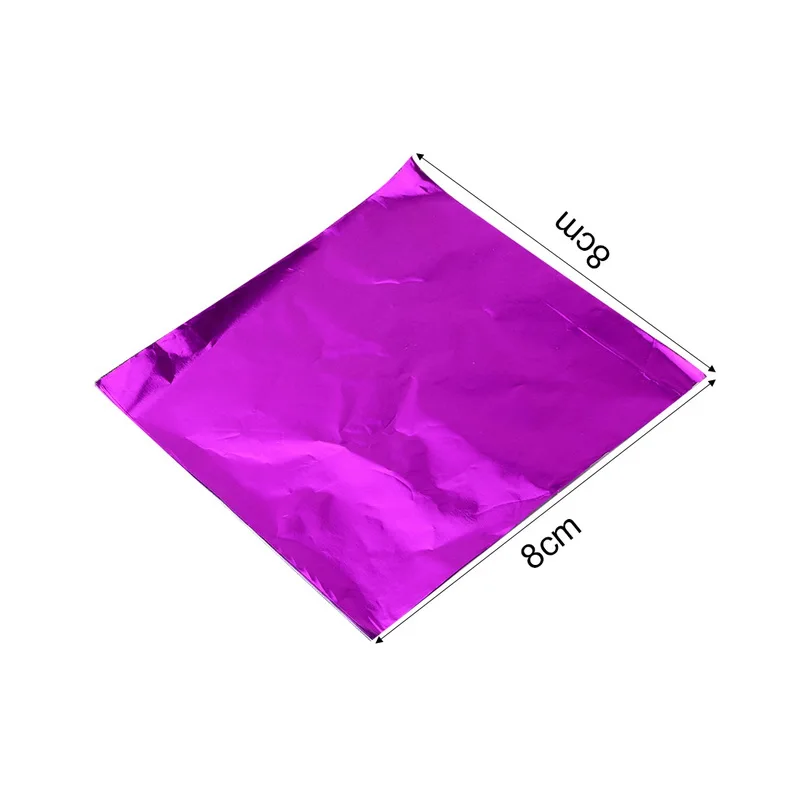purple Dozzlor 100 шт 8x8 см DIY пищевая алюминиевая фольга s бумага шоколадные конфеты упаковка 10 цветов Вечеринка день рождения обертка фольга бумажная наклейка - Цвет: purple