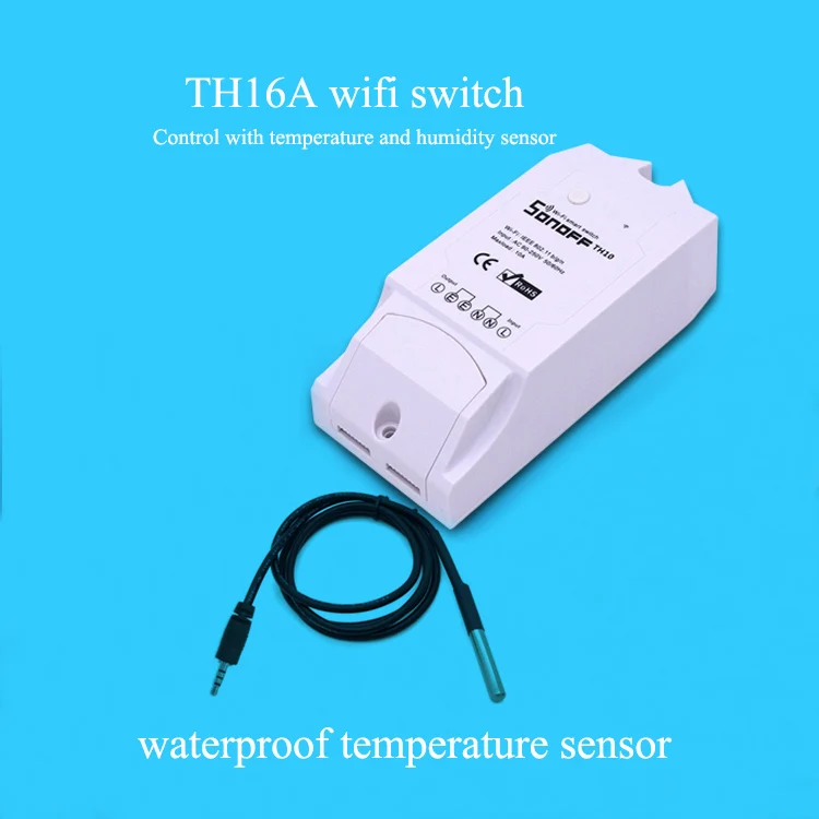 Sonoff TH10A/16A датчик контроля температуры и влажности WiFi умный переключатель пульт дистанционного управления с функцией синхронизации - Цвет: 16 and Waterproof T