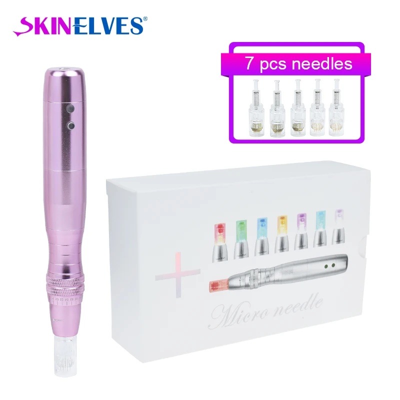 Derma Pen With 7pcs Derma Pen Needle Cartridges 7 Colors Lights LED Photon Wireless Electric Dr Pen Mirconeedle Therapy System