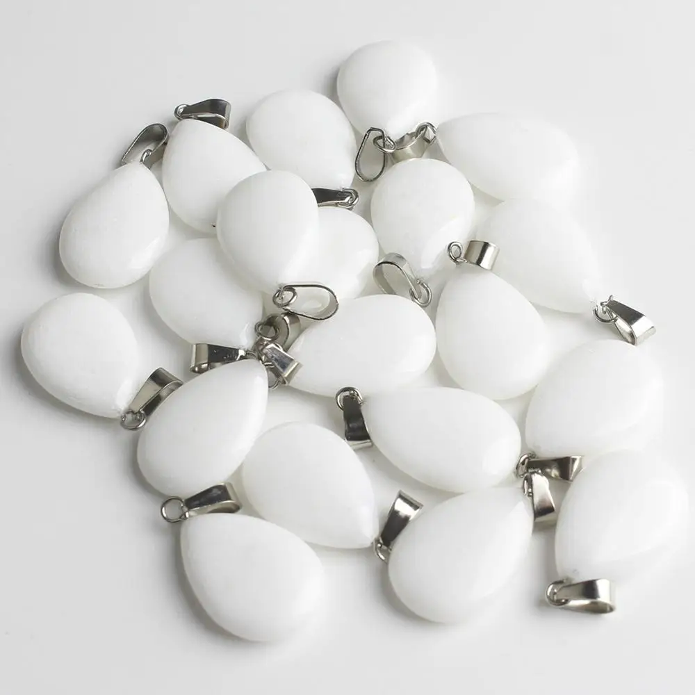 White Stone 10 шт./лот, подвески в форме капли воды, подвески, подвески с кварцевым тигровым глазом, бирюза, унакит, подвеска для ювелирных изделий, сделай сам, браслет - Цвет: White Stone