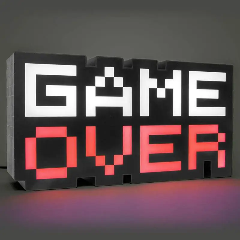 

Game Over Mosaic Icon Lamp Adjustment Night Light Pixel Style Decoration Lamp Flashing Ambient Light Home Office Decor Supplies