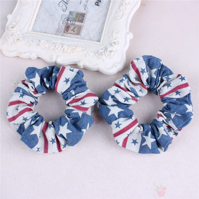 MeryYuer Женские эластичные джинсовые ободки для волос с принтом цветов для девочек, крепление пучка и аксессуары.