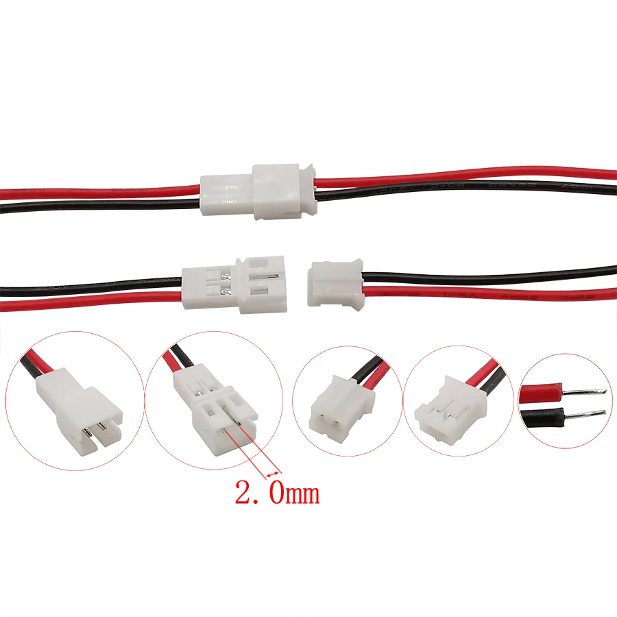 5/10/20 пар 20 см 2Pin JST PH 2 0 разъемы кабель штекер гнездо 2P шаг мм 26AWG проводной