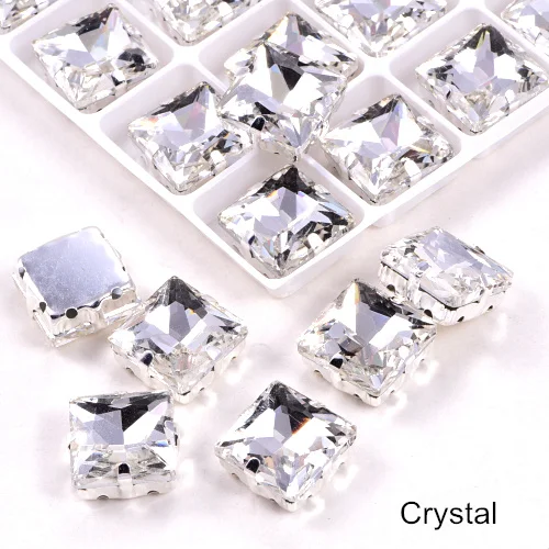Crystal Квадратные много цветов стеклянные стразы шьют на стразы с коготь Flatback лучшие стеклянные стразы пришить на коготь из стразов для одежды B3467 - Цвет: Crystal
