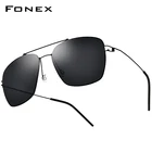 FONEX Мужские поляризационные солнцезащитные очки, ультралегкие зеркальные Квадратные Солнцезащитные очки оверсайз из сплава, 2019
