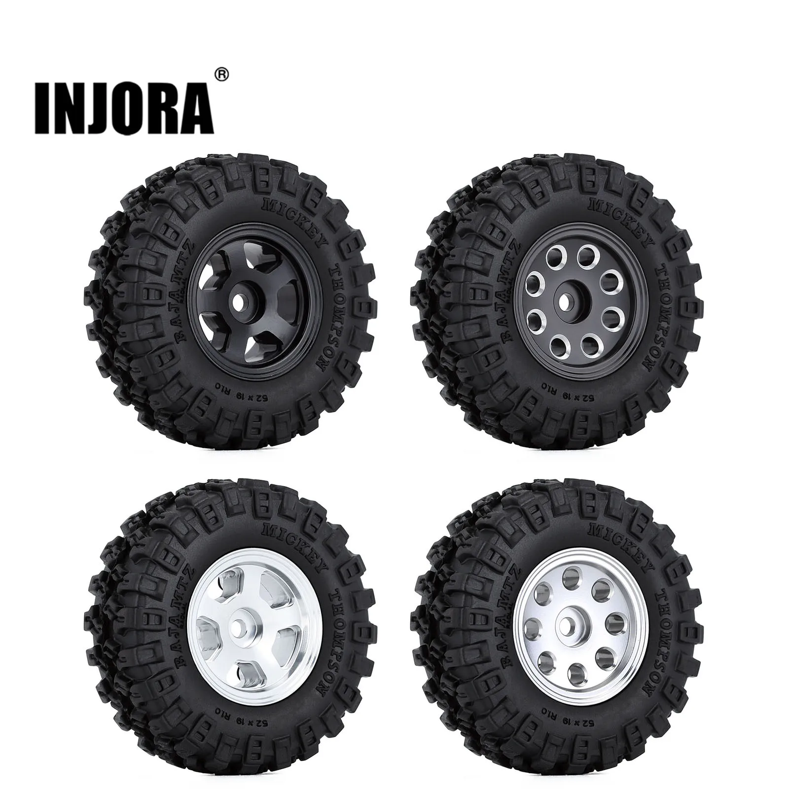 INJORA 4 шт. CNC 1 0 &quotBeadlock Обода колеса и шины Набор для 1/24 RC Гусеничный автомобиль
