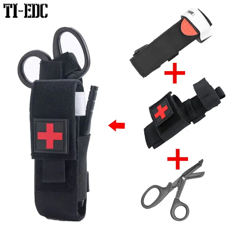 

Tactical First aid kit, include one-handed CAT Tourniquet and scissors,Tactical MOLLE Pouchï¼Œfast hemostasis