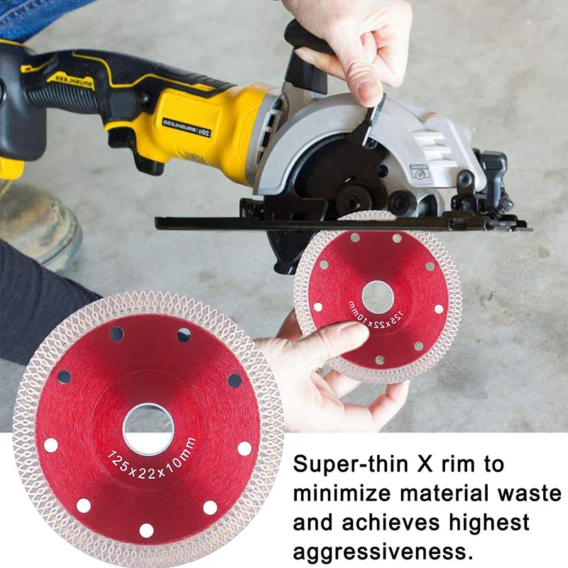 125mm Red Pressed Sintered Mesh Turbo Ceramic Tile Granite Marble Diamond Saw Blade Angle Grinder Cutting Disc Wheel Bore Tools