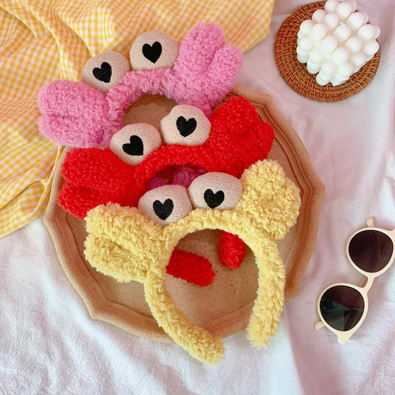 

2021 Fashion Women Cute Crab Comfortable Wash Face Bathe Hair Holder Elastic Headband Girls Hairbands Hair Accessories