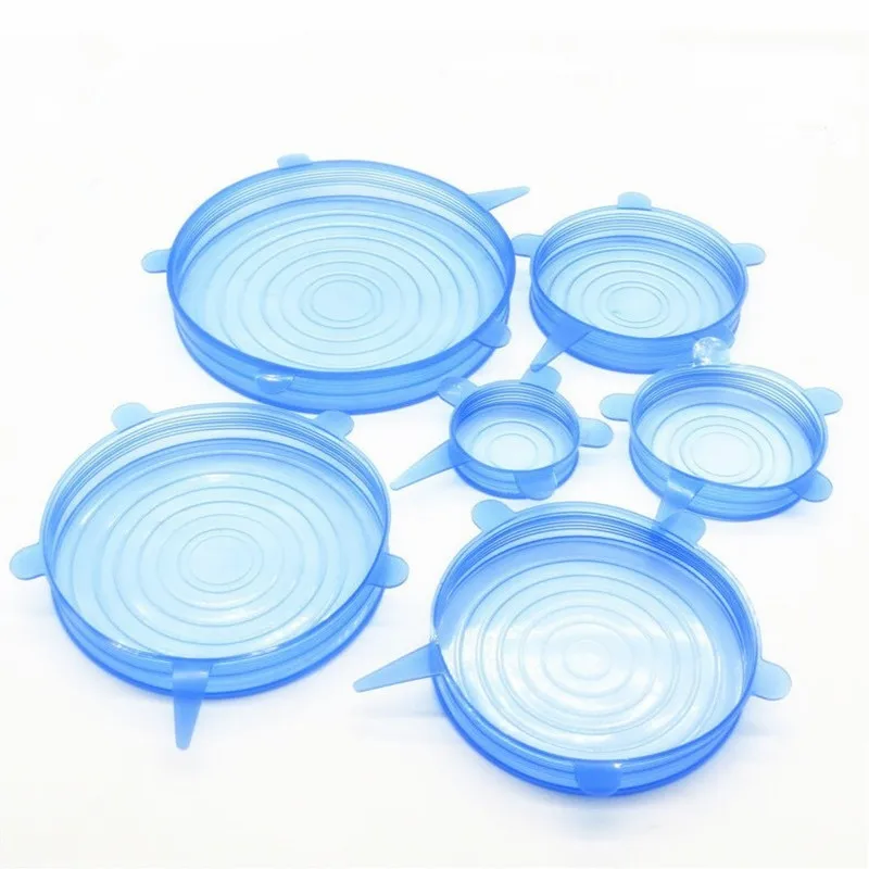 6 Pcs Silicone Stretch Lids Reusable Airtight Food Wrap Covers Keeping Fresh Seal Bowl Stretchy Cover Kitchen Cookware | Дом и сад