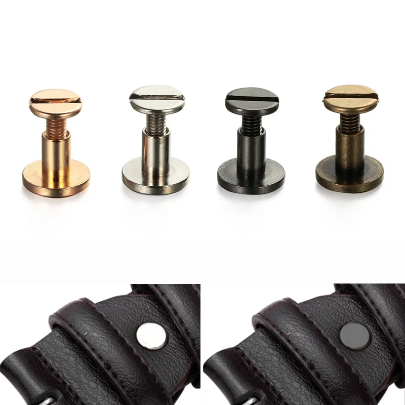 10PC Leather Craft Solid Nail Bolt Bookkeeping Round Head Screws Strap Rivets Screw for Luggage Clothes/Bag/Shoes5/6.5/8mm - купить по