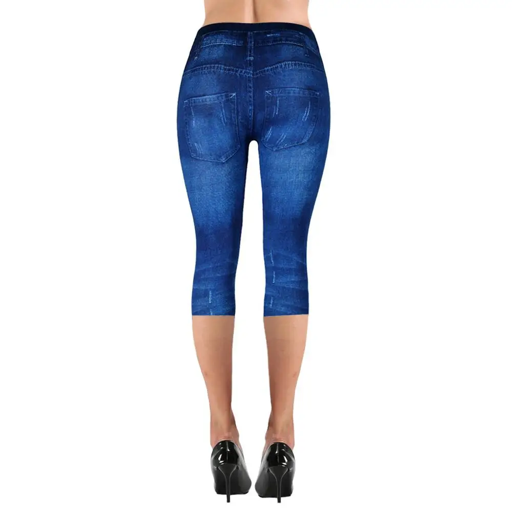 Женские летние штаны для йоги эластичные леггинсы из искусственной джинсовой