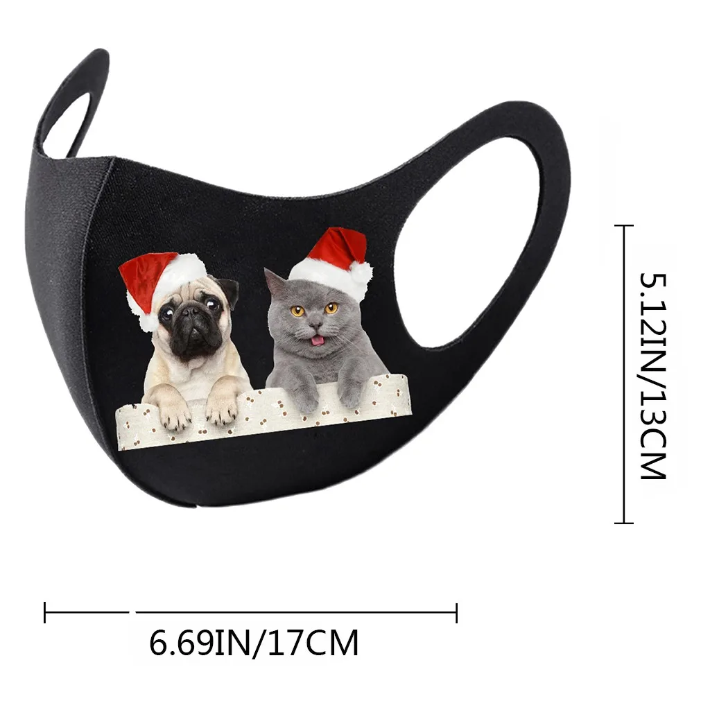 Рождественская маска с милым принтом животными на Рождество вечерние для лица