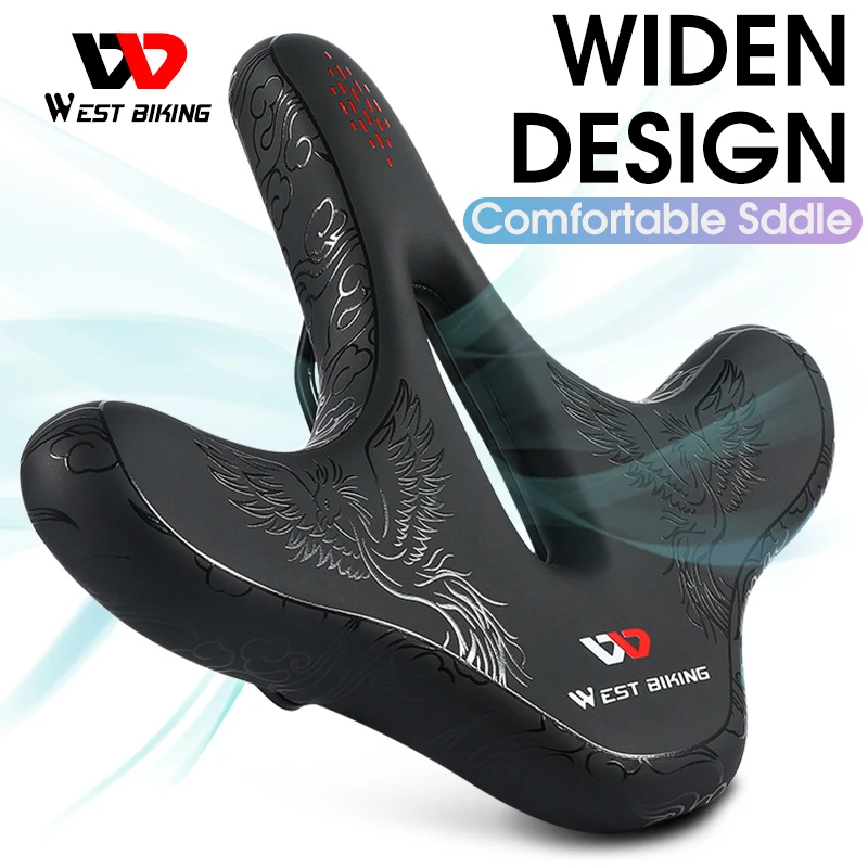 

WEST BIKING Widen Ergonomic Bicycle Saddle Comfortable Cushion Pad MTB Road Bike Saddle Breathable Shockproof Cycling Seat