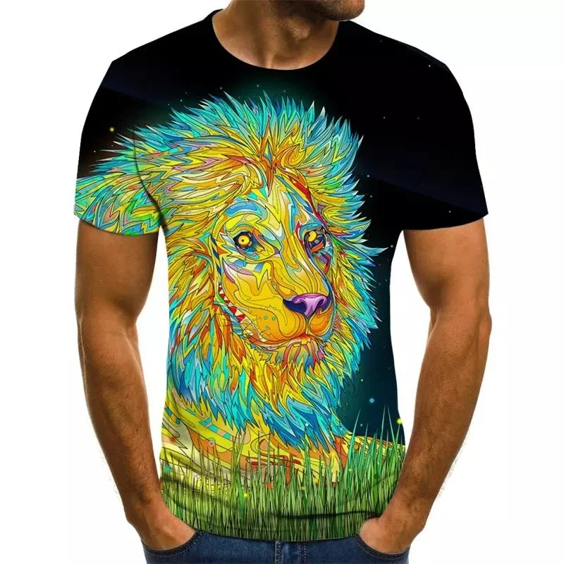 

Summer new products hot sale 3D printing ferocious wolf print men's cool plus size T-shirt cool sports street male/female couple
