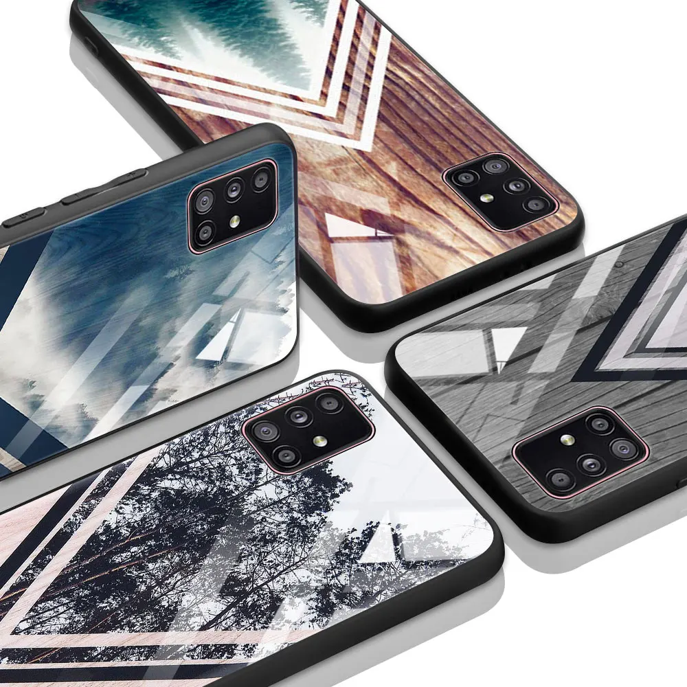 

Forest Geometry Wood Nature Glass Case For Samsung Galaxy A51 A71 A21S A70 A31 A10 M31 M51 A91 A30 M30S A40 A41 A11 Phone Cover