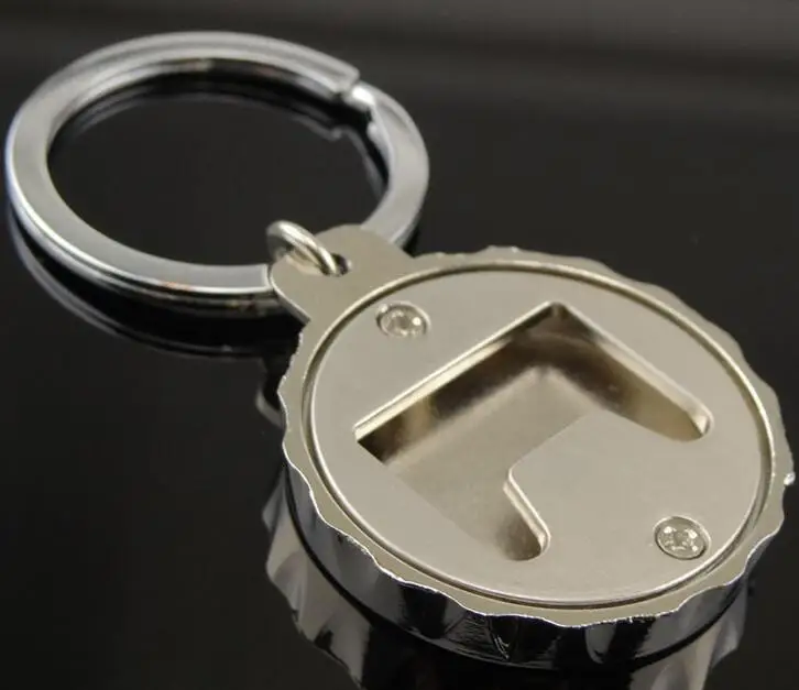 

100pcs/lot Free Shipping Wholesale Gift Beer Bottle Round Cap Cover Bottle Opener KeyChain can print logo