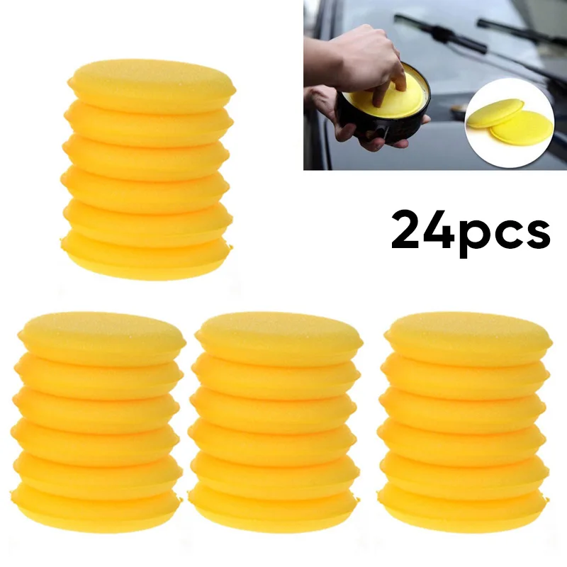 

24 piece Car Waxing Polish Foam Sponge Wax Applicator Cleaning Detailing Pads UK