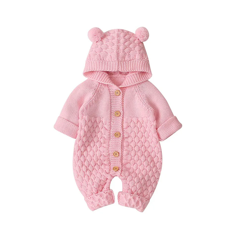 

Baby Rompers Knitted Cartoon Bear Newborn Boy Jumpsuits Autum Long Sleeve Toddler Girl Sweaters Clothes Children Overalls Winter