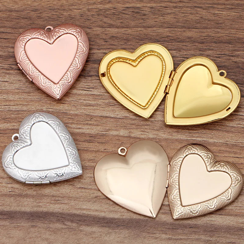 4 шт 40*41 мм цвета металлический медальон в форме сердца кулон может открыть с фото