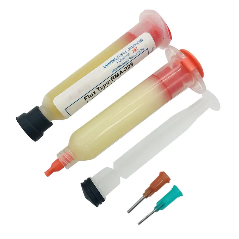 

2pcs/lot Needle Shaped 10cc RMA-223 PCB PGA BGA SMD NC-559-ASM With Flexible Tip Syringe Solder Paste Flux Grease Repair Solde