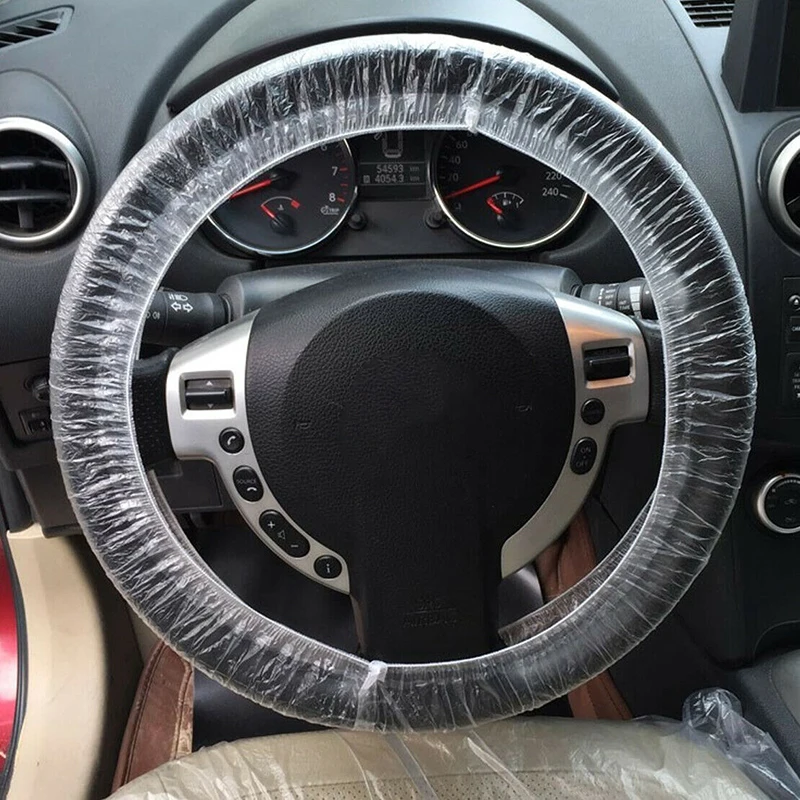 

20Pcs Car Clear White Plastic Disposable Steering Wheel Cover