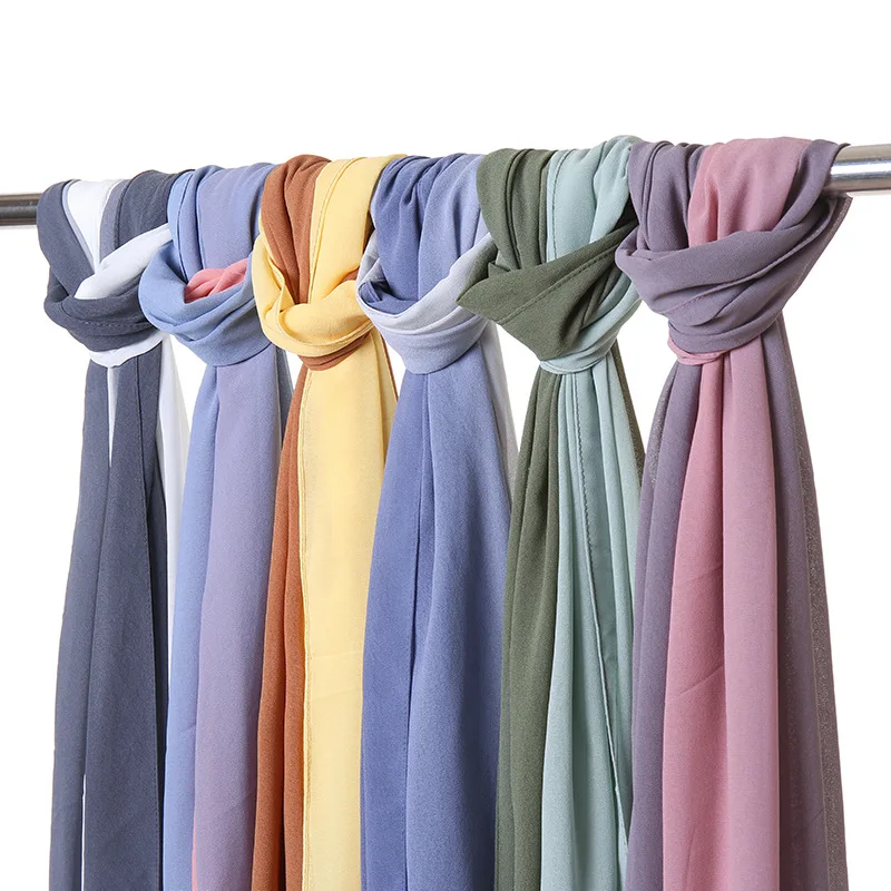 

Однотонный высококачественный тяжелый шифоновый хиджаб премиум-класса с подбором цветов, малазийские женские шарфы, хиджабы, длинные шали,...