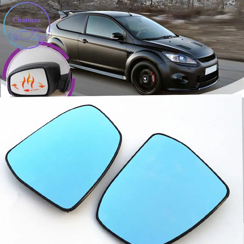 For Ford Focus/ST/RS 2012-2018 Car Left Right Side Wing Rearview Blue Mirror Glass Lens With Heated Function LED Turn Signal