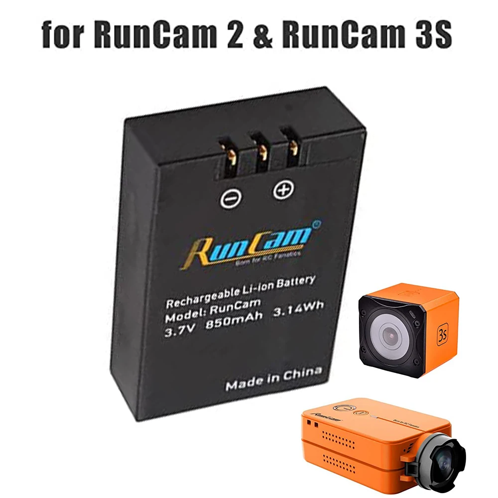 Runcam 2 3S Battery 1S 850mAh 3.7V Removable Camera Battery for  Lite Scope Cam 4K Rechargeable Li-Ion Batteries