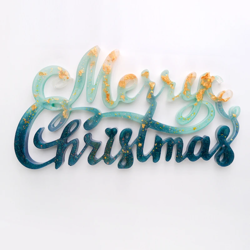 TC120 Merry Christmas Letter Resin Mould Silicone Resin Molds For Home Decoration Silicon Molds For Resin Art