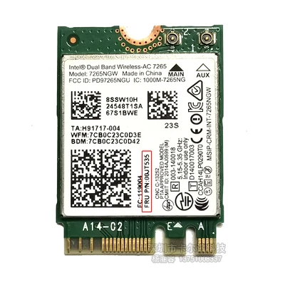 

Оптовая продажа для Intel Wireless-AC 7265 7265NGW 802.11ac WiFi для Bluetooth-совместимая карта 4,0 NGFF 867M для LENOVO 00JT535
