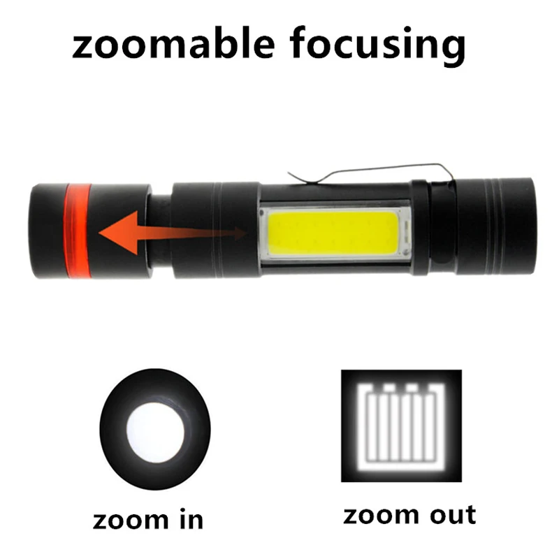 

New Design Lens Telescope Long Range LED Flashlight for Cycling Pen Clip Torch Light with Power Bank