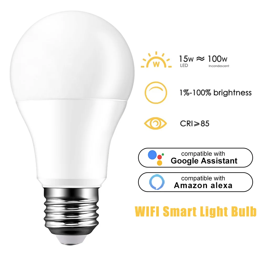 

WiFi Smart LED Light Bulb Dimmable RGBW Multi-color LED Bulb Voice Control APP Remote Control Work with Alexa Google Assistant