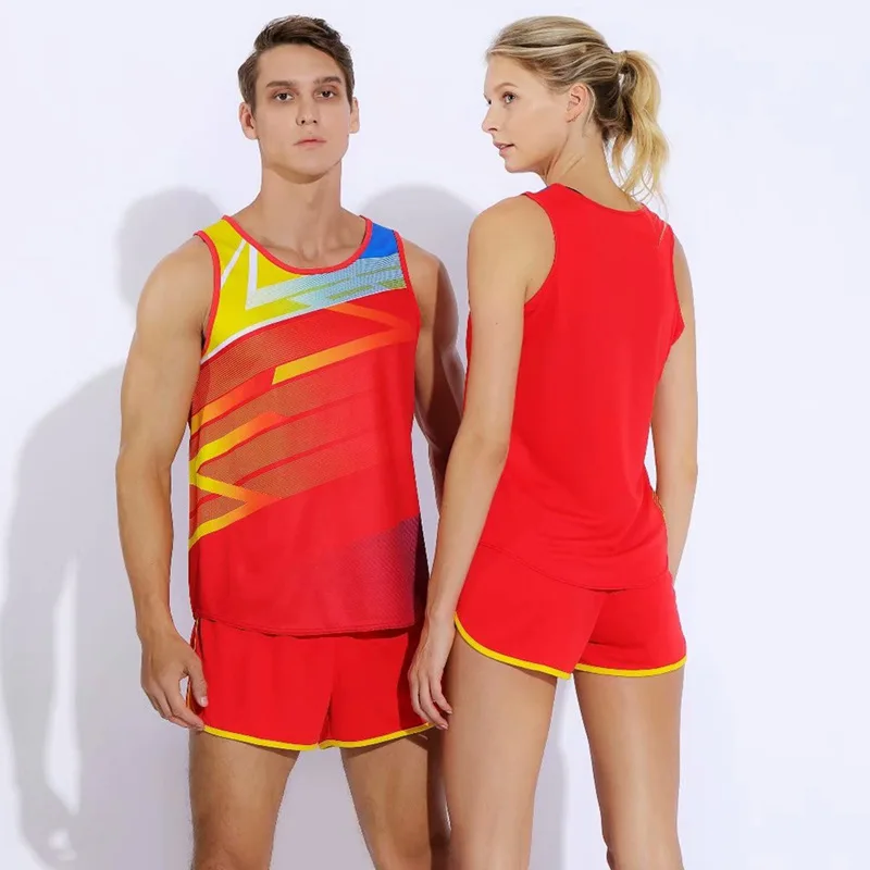 Men Women Running Sets Free Custom Name Marathon Jogging suit Vest+Shorts set Gym Racing kits Track and field Clothing Jogging