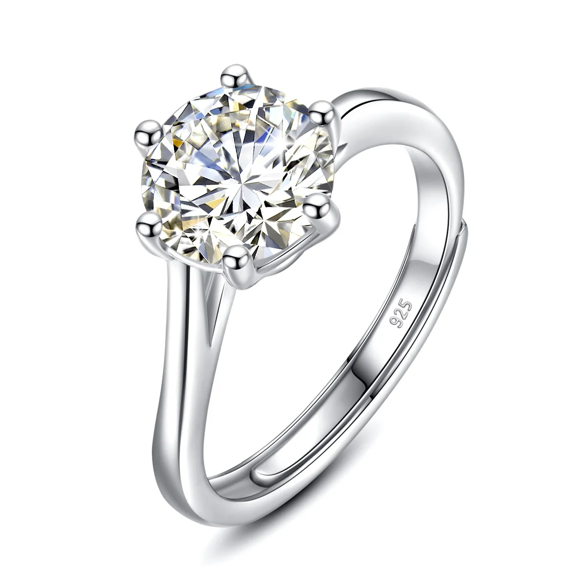 

Обручальное кольцо Szjinao 2.0ct 8 мм, с шестью зубцами, с цветным муассанитом, регулируемое женское серебряное вечернее Ювелирное Украшение с сер...
