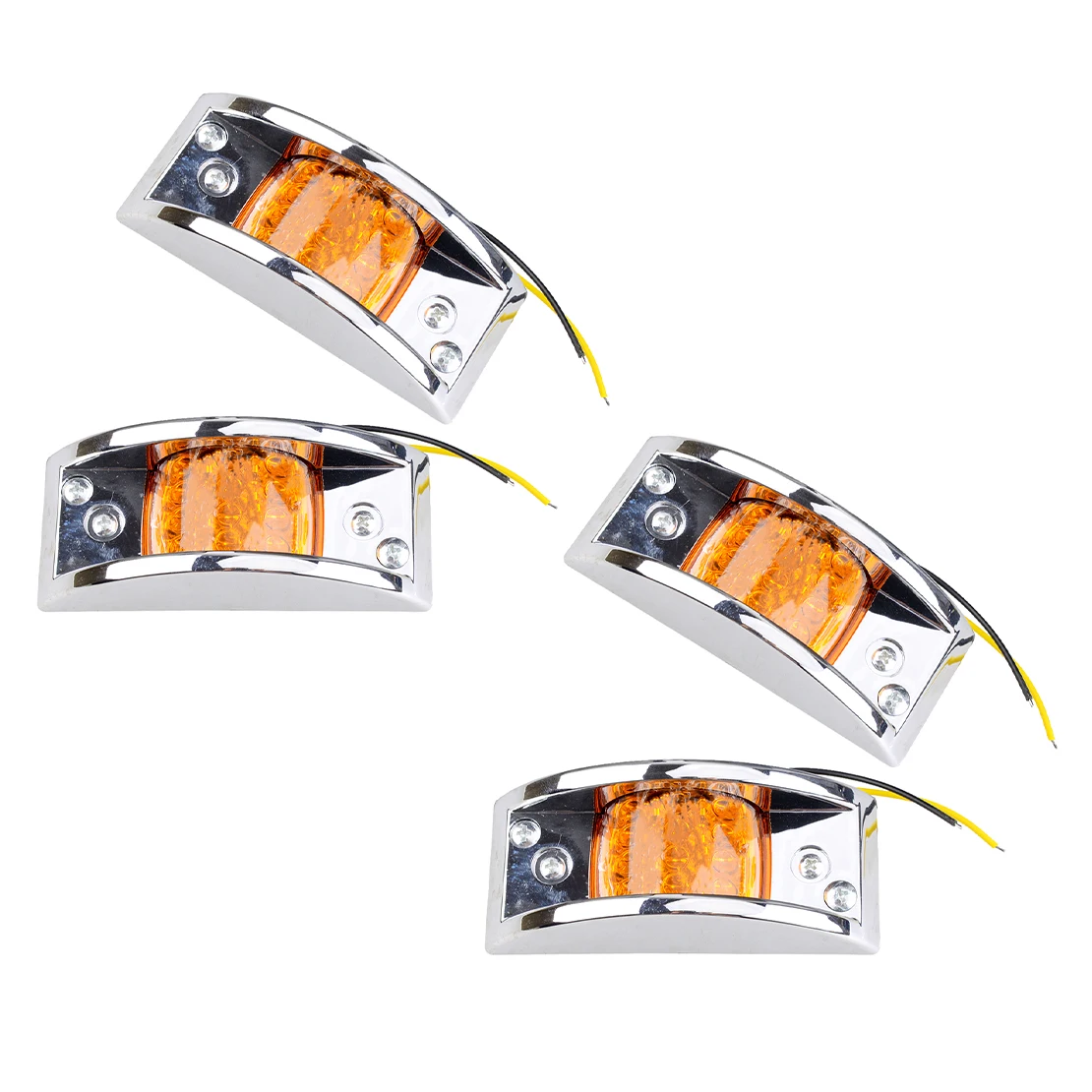 

4Pcs 12V 12 LED Amber Sealed Chrome Side Marker Light Clearance Lamp for Lorries Truck Trailer Boat SUV Van Caravan Campers