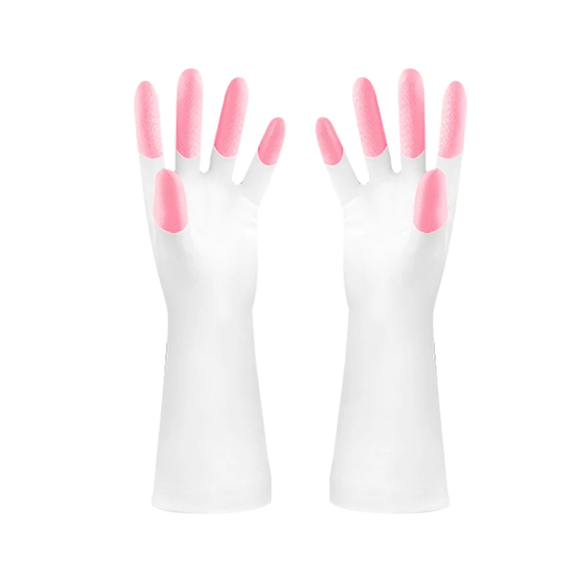 Style B-Pink Резиновые перчатки водонепроницаемые кухонные перчатки для мытья посуды латексные перчатки садовые бытовые перчатки для мытья посуды для посуды - Цвет: Style B-Pink