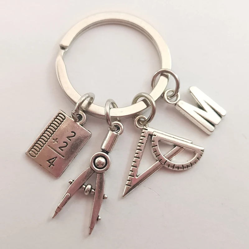 1 шт. новинка A-Z брелки для учителя линейка циркуль с карандашом подвески подарка |