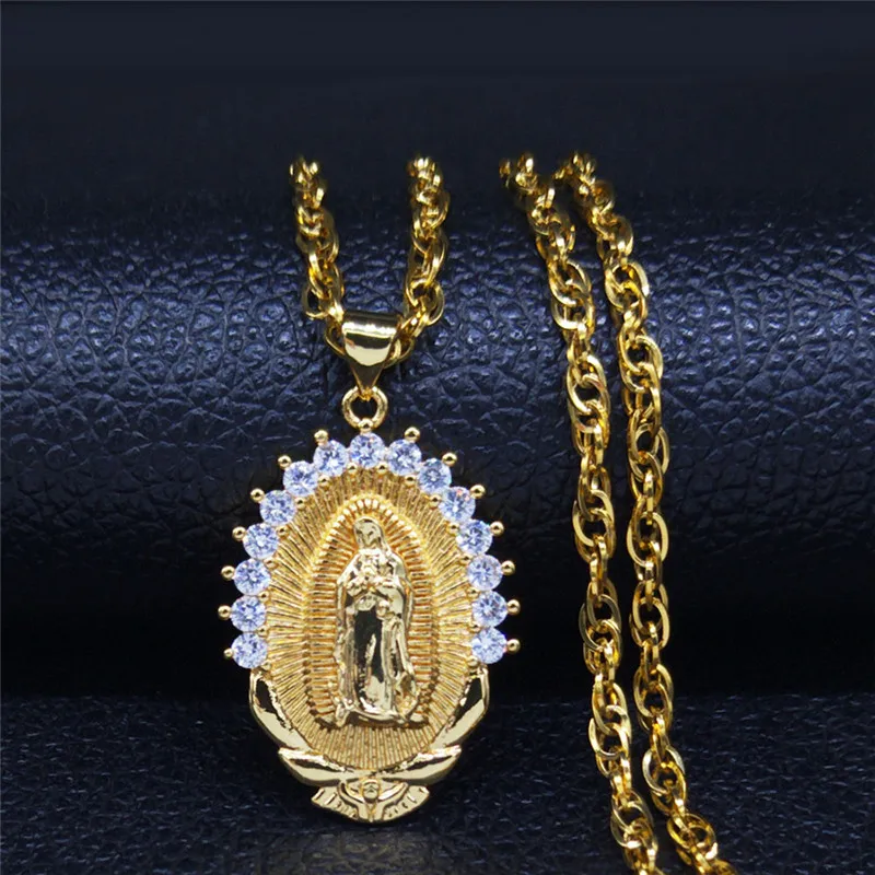 2021 благословенная девственная Мария циркон медь Нержавеющая сталь ожерелье для