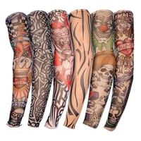 6 pcs men women sunscreen hand fake tattoo arm cover tatto sleeves uv cool sleeves cuffs sport elastic stockings arm warmers 26