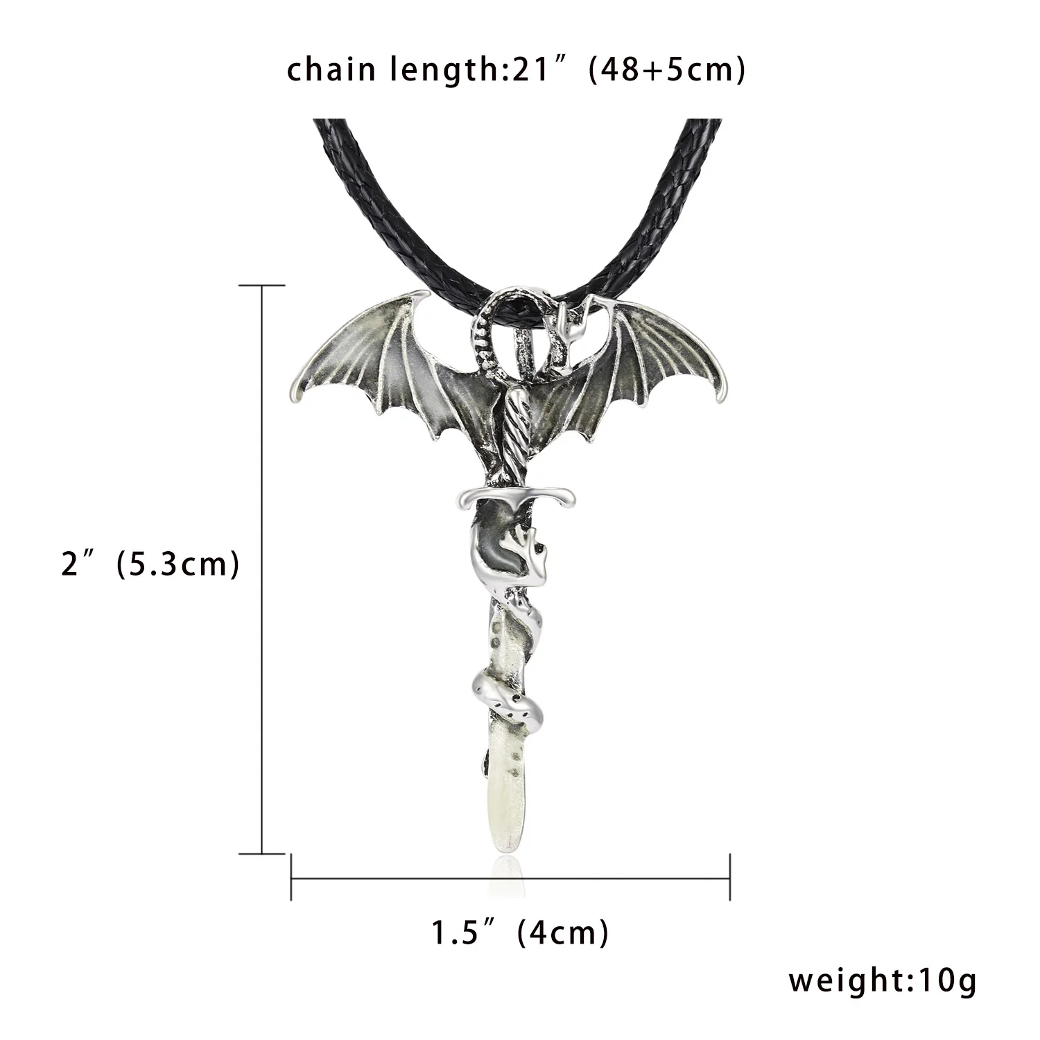 

Fashion Vintage Luminous Necklace Glow In The Dark Retro Punk Flying Dragon Pendant Necklace For Men Women Jewelry Party Gifts