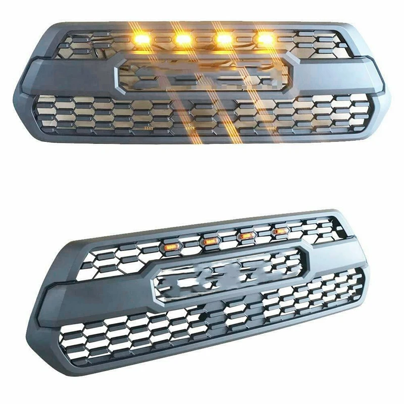 4 шт. передняя решетка для автомобиля желтые светодиодные фары Toyota Tacoma с грилем TRD