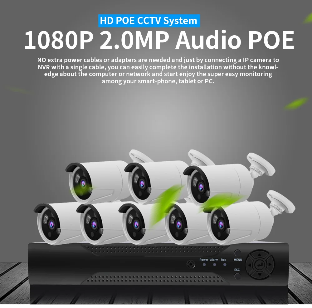 Система видеонаблюдения 4CH 5MP POE NVR 1080P POE IP камера ИК ночного видения детектор движения система видеонаблюдения