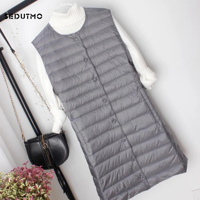 Зимняя Ультралегкая пуховая куртка SEDUTMO женское длинное пальто на утином пуху