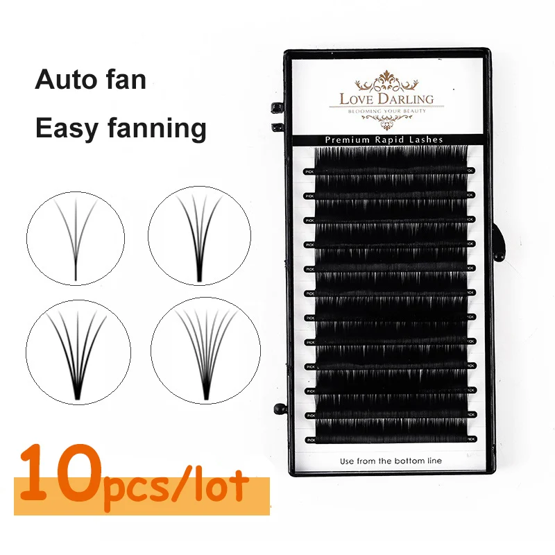 10cases/lot  Bloom Eyelash Automatic-Flowering Lashes Easy-Fan Lash Extension Self-making Fans all size Mink Eyelas
