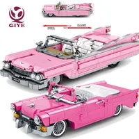City Technical Pull Back Super Sports Car Building Blocks Classic Pink Roadster Vehicle Model Bricks Toys For Children DIY Gifts