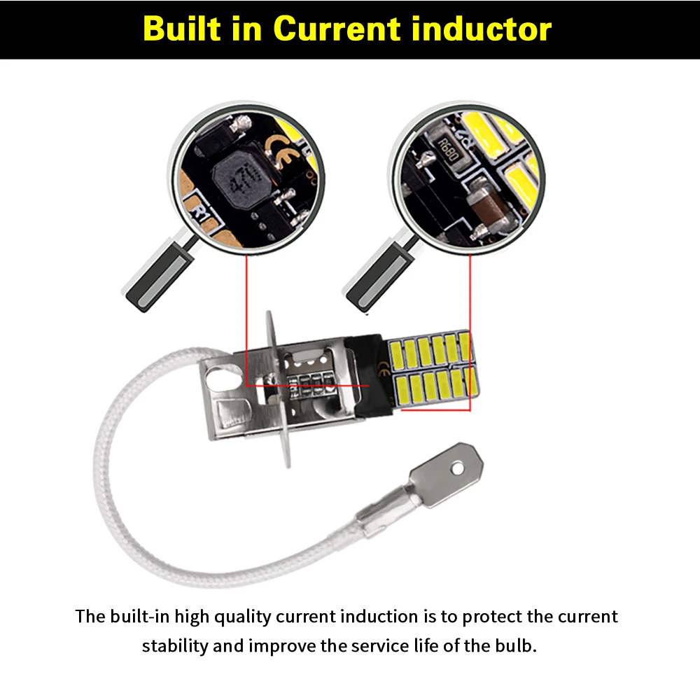 

H1 H3 Front Back Fog Light Car Led Replacement for Vehicle Auto Fog Bulbs 4014 24Smd 6000K 12V Fog lamp