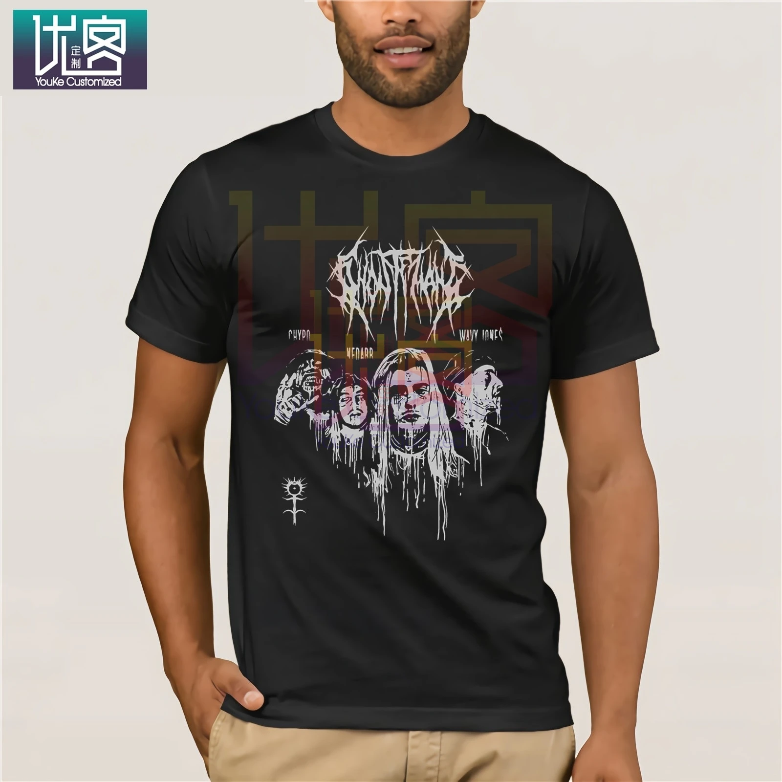 GHOSTEMANE World Tour 2017 футболки черного цвета с круглым вырезом хлопковые топы винтажные